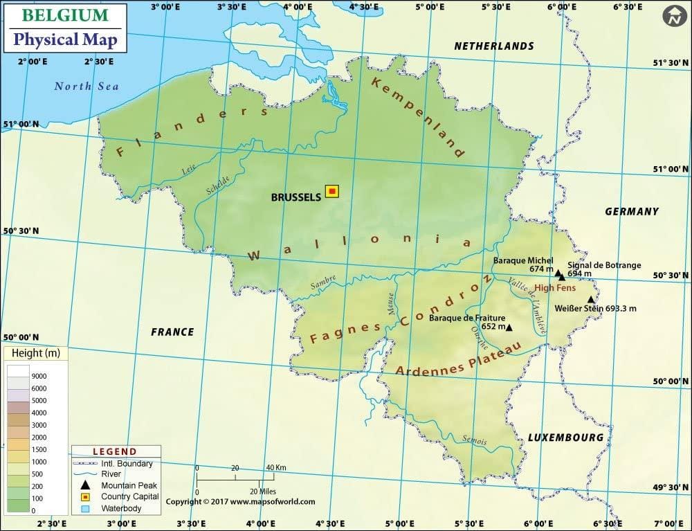 比利时的地形图